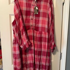 Matilda Jane Pink Checkered Knee Length Dress-NEW